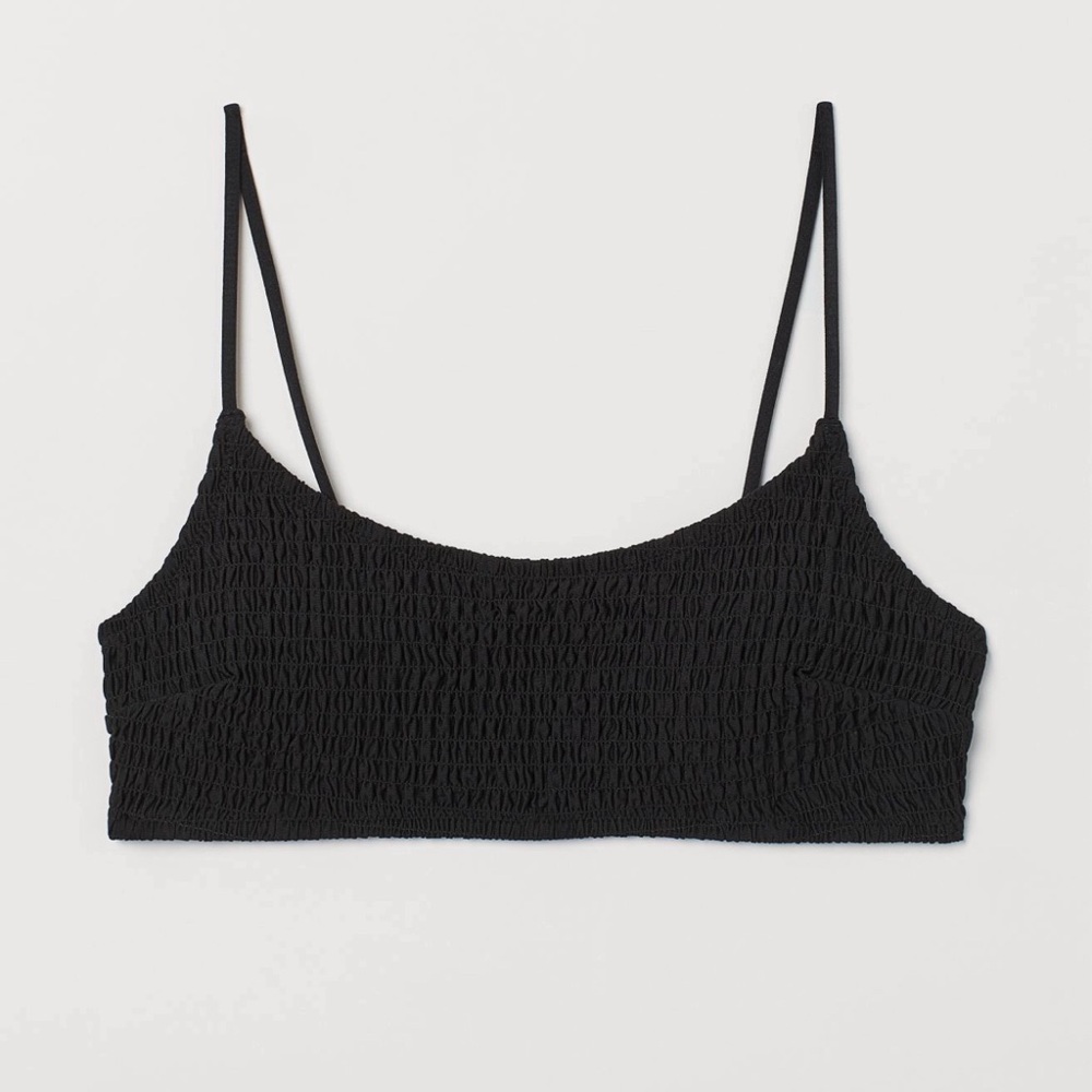 NWOT H&M Smocked Black Bikini Top size 4